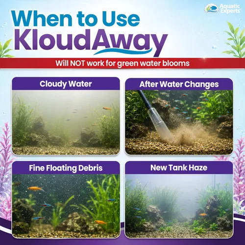 Vista 6 de KloudAway Aquarium Water Clarifier – Clears Cloudy Water in Freshwater Fish Tanks, 1 Liter, Made in USA, Aquatic Experts