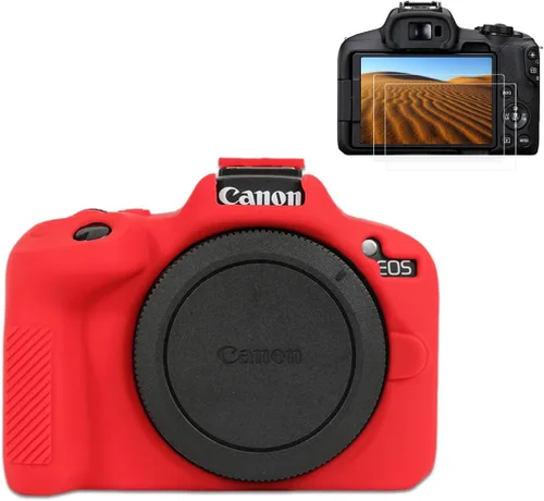 Vista 9 de Pocoukate Funda para cámara Canon EOS R50, funda protectora de silicona suave con protector de pantalla Accesorios para Canon EOS R50 Funda