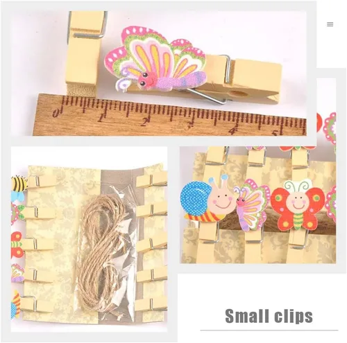Vista 6 de EXCEART Pinzas para la ropa con forma de animal, 50 clips de madera para fotos, manualidades, organización del hogar, clips de dibujo, pequeñas