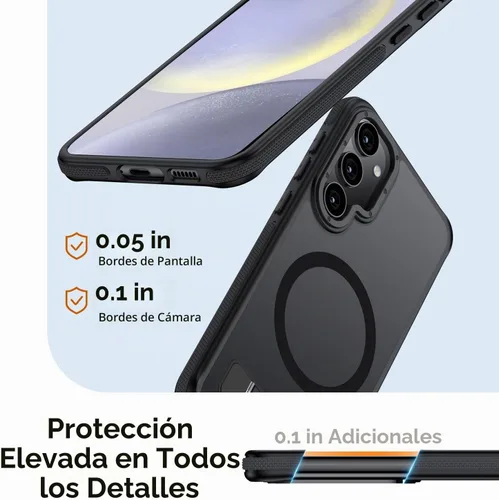 Vista 3 de para Samsung Galaxy S24 Plus, [Compatible con MagSafe], soporte ajustable, funda de grado militar a prueba de caídas, funda translúcida mate