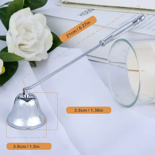 Vista 4 de MUXSAM Snuffer de velas con mango largo, accesorio para velas, 1 unidad de acero inoxidable para apagar velas de forma segura (plateado)