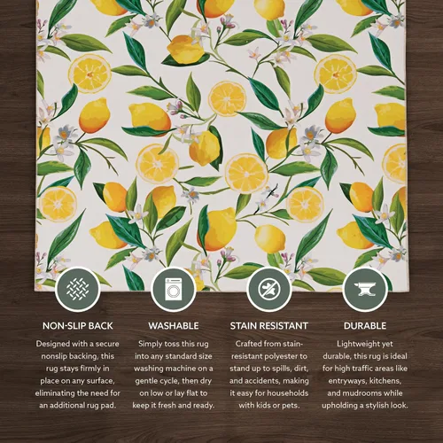 Vista 21 de Linon The Anywhere - Alfombra lavable Wesley marfil/amarillo, 5 x 7 pies Wesley Marfil y Amarillo