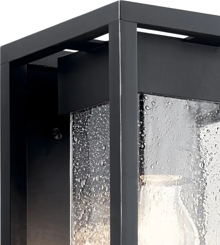 Vista 5 de Kichler Mercer 59060BSL - Lámpara de pared para exteriores de 12 pulgadas en color negro, aplique de pared exterior de 1 luz con vidrio transparente