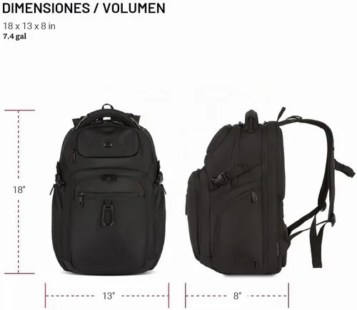 Vista 5 de SwissGear Endure ScanSmart – Mochila para portátil con tecnología TSA aprobada – Compatible con la mayoría de laptops de 17" – Múltiples bolsillos