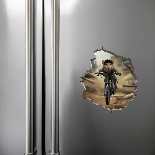 Vista 7 de Adhesivo de pared 3D con agujero de ratón para ciclismo de montaña