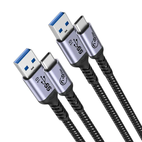 Vista 15 de Android Auto & CarPlay - Cable USB C de 10 Gbps 60 W PD de 1.5 pies (paquete de 2, negro), USB 3.1 Gen 2 a USB-A, cable de carga rápida compatible