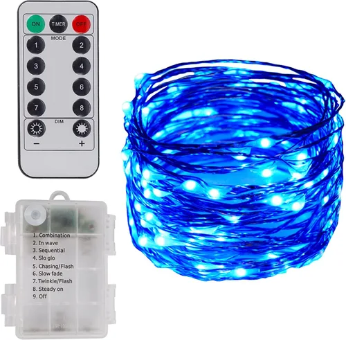 Vista 7 de Twinkle Star, 5 pulgadas para interior y exterior, luces LED en guirnalda operadas por batería, impermeables con control remoto, temporizador y 8