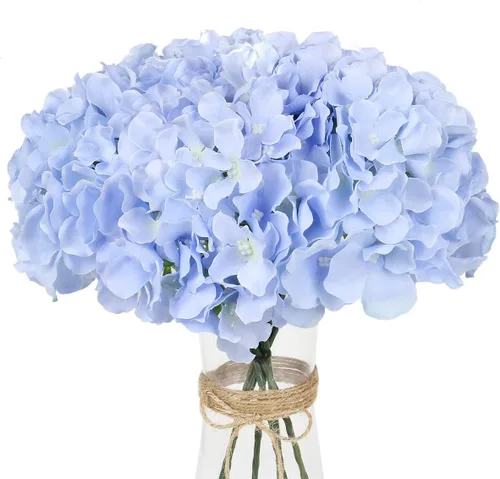 Vista 15 de LuLuHouse - Cabezas de hortensias de seda con tallos artificiales a granel de flores para manualidades, centro de mesa de boda, decoración