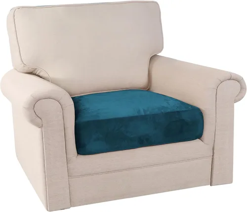 Vista 52 de PrinceDeco Fundas de cojín para sofá, funda elástica y lavable, funda de cojín ajustable de tela de terciopelo antideslizante, protector de muebles