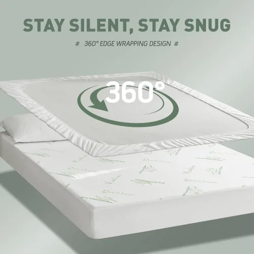 Vista 5 de Protector de colchón refrescante Twin - Funda de colchón de fibra de rayón 100% impermeable y silenciosa (39" x 75") Cama suave, transpirable