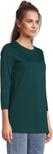 Vista 3 de Lands' End Túnica alta de algodón Supima con cuello redondo y manga 34 para mujer