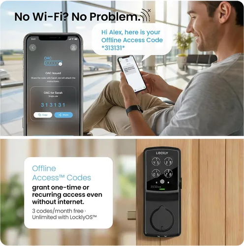 Vista 7 de Lockly Secure Plus, cerradura de puerta de entrada sin llave, cerraduras inteligentes para puerta delantera, cerrojo de bloqueo inteligente, teclado