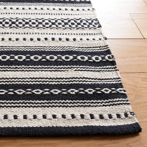Vista 6 de SAFAVIEH Montauk Collection - Alfombra de pasillo de 9 pies, color negro y marfil, diseño bohemio, ideal para zonas de alto tráfico en pasillo, baño