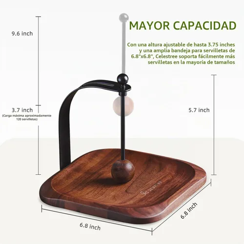 Vista 2 de Servilletero para mesa, servilletero decorativo de cóctel con brazo pesado, moderno servilletero cuadrado para servilletas de papel, bandeja