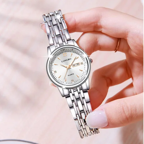 Vista 2 de Reginald Relojes de moda para mujer, manos de zafiro, acero inoxidable, impermeable, esfera de cuarzo, fecha, semana
