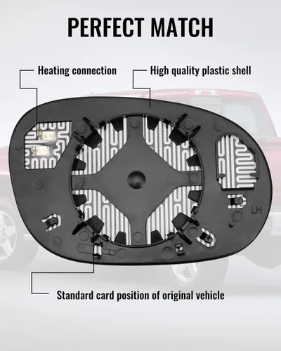 Vista 4 de Espejo calefactable lateral izquierdo para Dodge Challenger 2008-2015 Reemplazar 68048442AA 68048447AA, conjunto del espejo lateral del conductor