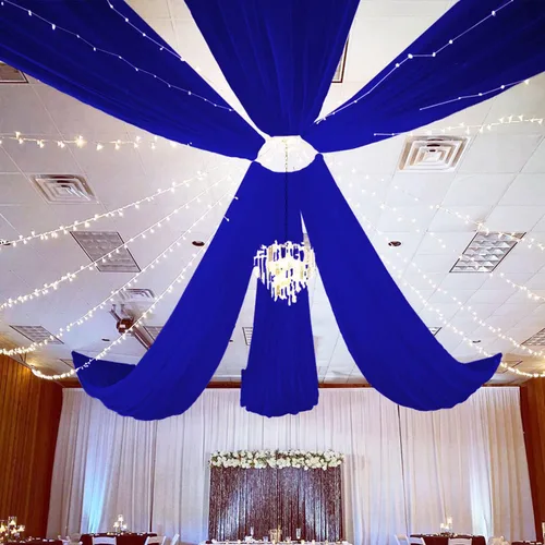 Vista 12 de FUHSY Cortinas de techo para arco de boda, tela drapeada, tela de gasa, cortinas de gasa burdeos para telón de fondo, 5 x 20 pies, 2 paneles