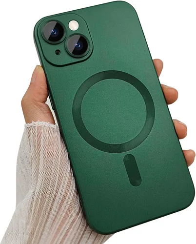 Vista 11 de ankofave Funda magnética para iPhone 13 Mini para mujer, diseño de brillo metálico suave mate con protector de lente de cámara, compatible con Negro