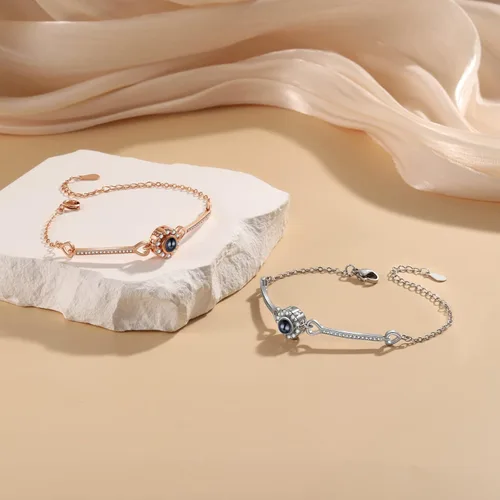 Vista 2 de Pulsera de proyección de fotos, pulsera personalizada con imagen en el interior, pulsera de fotos personalizada para parejas, amigas y mujeres