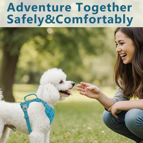 Vista 8 de BARKBAY Arnés Oxford sin tirones para perro con bolsillo para etiqueta de identificación, resistente, reflectante, fácil control para perros grandes