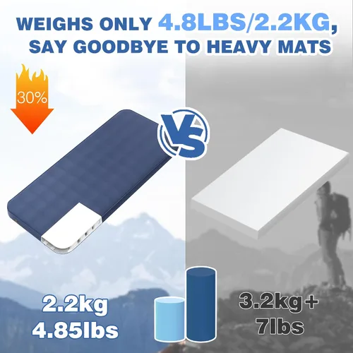 Vista 2 de OUTSKIRT Colchoneta de dormir ultraligera autoinflable, colchón de campamento de 4 pulgadas de grosor con paquete de bomba, tapete de dormir aislado