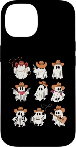 Vista 4 de Carcasa espeluznante divertida para iPhone 16 Boo Haw Western Cowboy Ghost Cowgirl