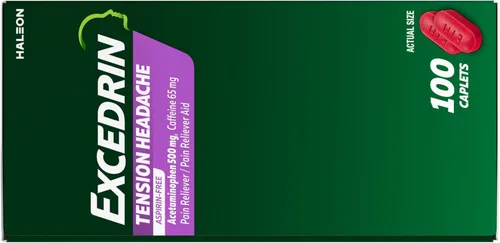 Vista 9 de Excedrin Cápsulas para Alivio del Dolor de Cabeza por Tensión, Acetaminofén 500mg, Cafeína 65mg, Analgésico, Sin Aspirina, 100
