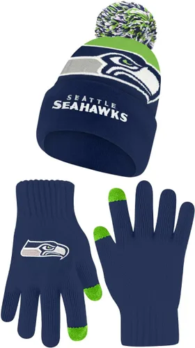 Vista 46 de Ultra Game Adults NFL Official Super Soft Winter Beanie Knit Hat With Warm Touch Screen Gloves