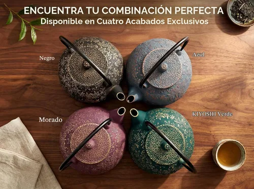 Vista 7 de Juego de 3 teteras japonesas de hierro fundido de gran capacidad de 40 onzas con salvamanteles e infusor de té de hojas sueltas, tetera de hierro