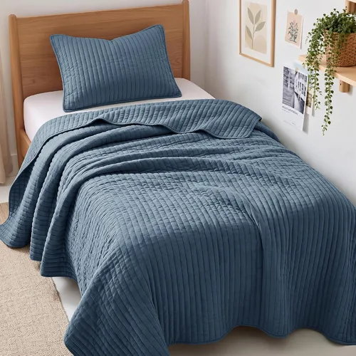 Vista 17 de Exclusivo Mezcla Juego de ropa de cama de edredón acolchado a rayas beige