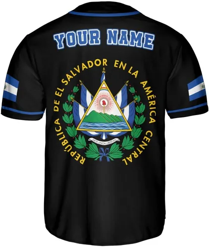 Vista 3 de Camiseta personalizada de béisbol de El Salvador, camiseta de orgullo de la bandera de El Salvador, camiseta salvadoreña, camiseta de El Salvadoreña