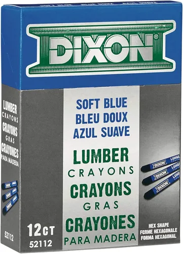 Vista 3 de Dixon Crayones industriales para marcado de madera, 4.5 pulgadas x 1/2 pulgadas, hexagonal, azul suave, paquete de 12 (52112)