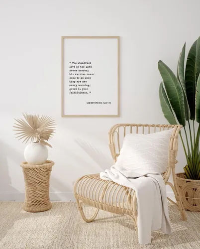 Vista 2 de NATVVA Arte de pared con texto en inglés «The Steadfast Love Of The Lord Never Ceases» (El amor constante del Señor nunca cesa)