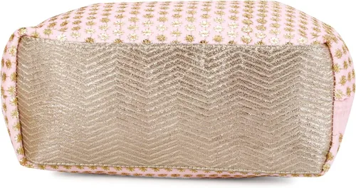 Vista 5 de LONGING TO BUY Bolso de seda bordado de diseño étnico indio con asa de perlas Batwa