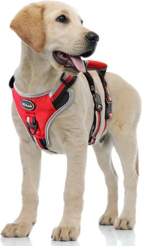 Vista 9 de Mihachi Arnés para perro a prueba de escapes, arnés para perro sin tirones con asa, suave acolchado reflectante y ajustable de cuerpo completo