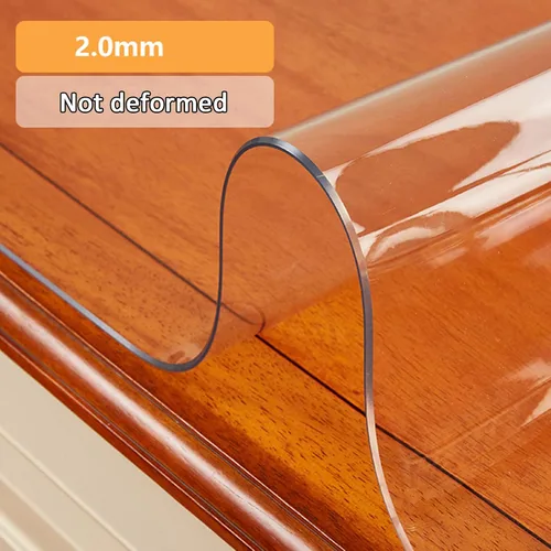 Vista 3 de Protector de mesa transparente de PVC de vidrio suave de 0.079 pulgadas, transparente, impermeable, lavable, para bar, hotel, cocina, picnic