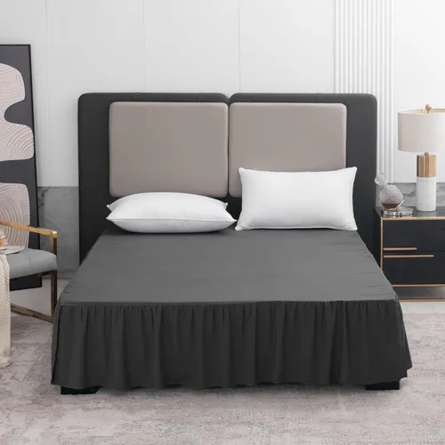 Vista 5 de TSUTOMI Falda de Cama Negra Tamaño Twin con Volantes y Esquinas Divididas, Falda de Cama Twin Caída de 12 Pulgadas, Falda de Cama Tamaño Twin Negra