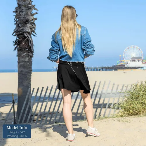 Vista 4 de Azules Minifalda básica y versátil para mujer, acampanada, casual, falda fluida para mujer