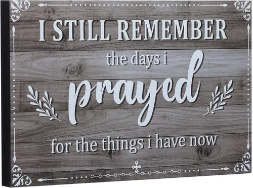 Vista 8 de Letrero inspirador con texto en inglés "I Still Remember The Days I Prayed", letreros inspiradores para mesa de estar, centros de mesa de madera