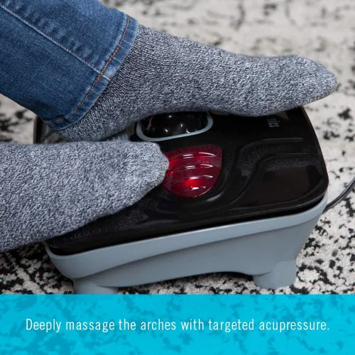 Vista 3 de HoMedics Masajeador de pies con vibración: máquina masajeadora de pies portátil con calefacción, calor calmante con sensaciones multipunto y control
