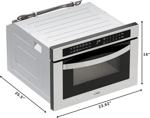 Vista 3 de KoolMore Cajón de microondas integrado de 24 pulgadas con freidora de aire, sensor de cocción, controles táctiles e interior de acero inoxidable