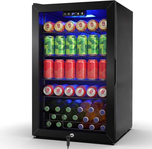 Vista 19 de FoMup Refrigerador de vino con 12 botellas, pequeño refrigerador de vino independiente con control de temperatura digital de bloqueo de seguridad