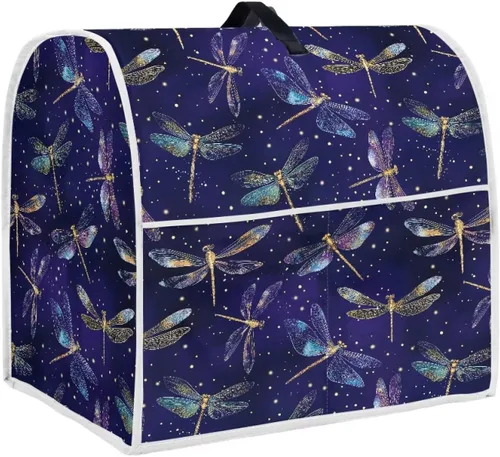 Vista 28 de Cubierta para mezclador de cocina con diseño de flores de pájaros, cubierta para procesador de alimentos con asa superior y bolsillo
