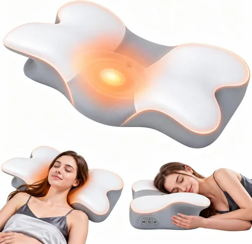 Vista 8 de Almohada cervical del cuello para dormir que calienta la almohada vibrante Gris