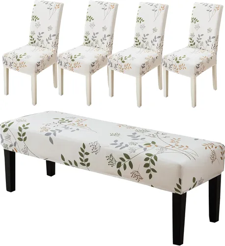 Vista 32 de CRFATOP 4 Piezas de Fundas Elásticas para Silla de Comedor con Funda para Banco Fundas Impresas para Silla de Comedor Fundas para Cojín de Asiento