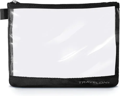 Vista 3 de Travelon Bolsa superior con cremallera de 1 cuarto de galón con botellas, transparente, talla única, Claro, Bolsa con cremallera de 1 cuarto
