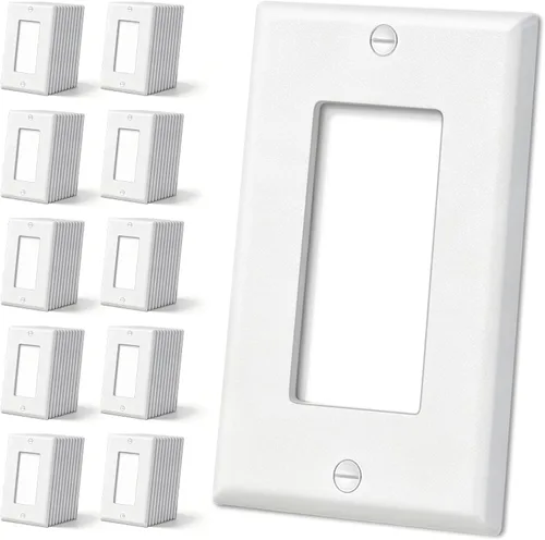 Vista 14 de CML Placa de Pared de Metal para Receptáculo Dúplex, Cubiertas de Tomacorriente de Acero Inoxidable de 1 Gang, Paquete de 20 Placas de Interruptor