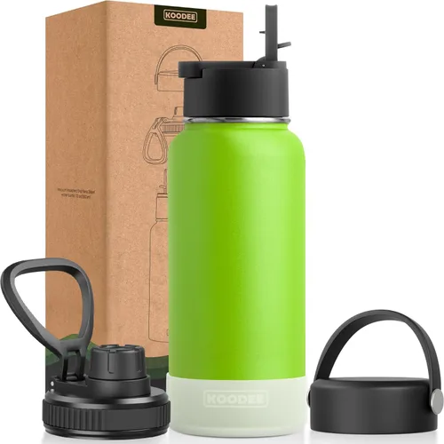 Vista 35 de koodee Botella de agua para niños, botella de agua de acero inoxidable de 12 onzas con aislamiento al vacío para la escuela, botella de agua de boca