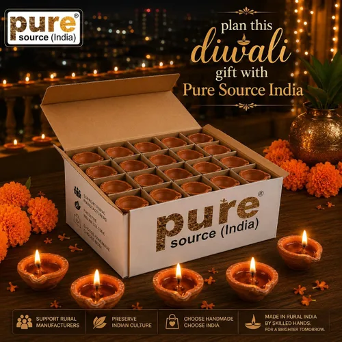 Vista 7 de Pure Source India Arcilla natural tradicional Diwali Ke Diye Diya arcilla de tierra Mitti Ka Diva Diyas para Pooja (juego de 48 piezas)