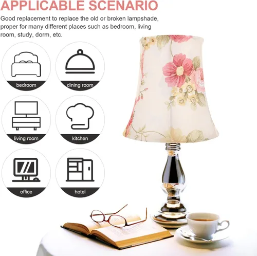 Vista 2 de Baluue Lámpara de mesa de tela cubierta de luz para lámpara de escritorio E27 reemplazo de piso de cabecera 5.90 pulgadas diseño simple fácil